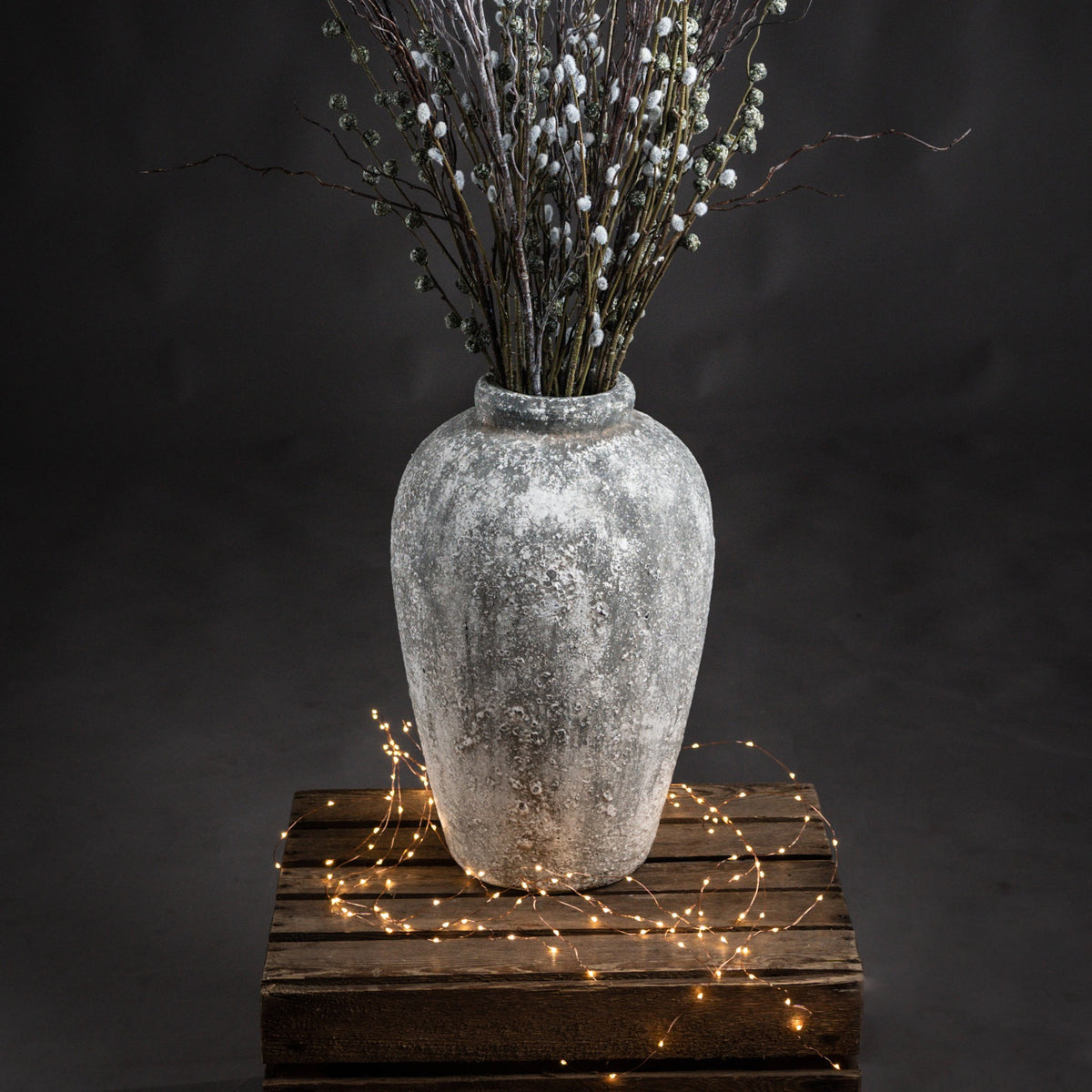 Aveline Tall Aged Stone Ceramic Vase