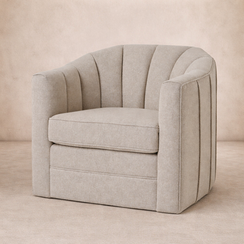 Lily Swivel Chair in Oatmeal Twill