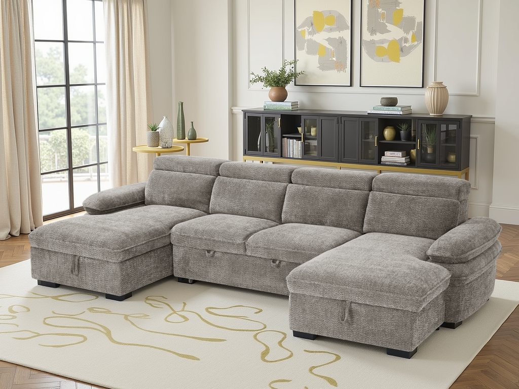 Hudson Sofa Bed Grey U Shape Corner