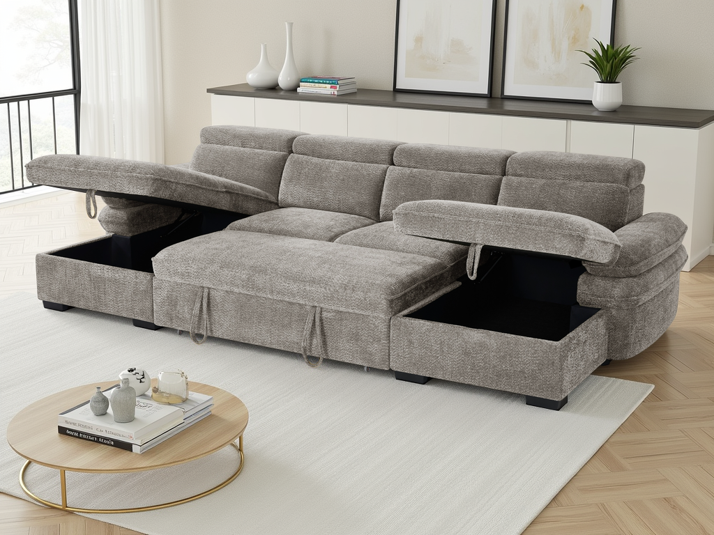 Hudson Sofa Bed Grey U Shape Corner