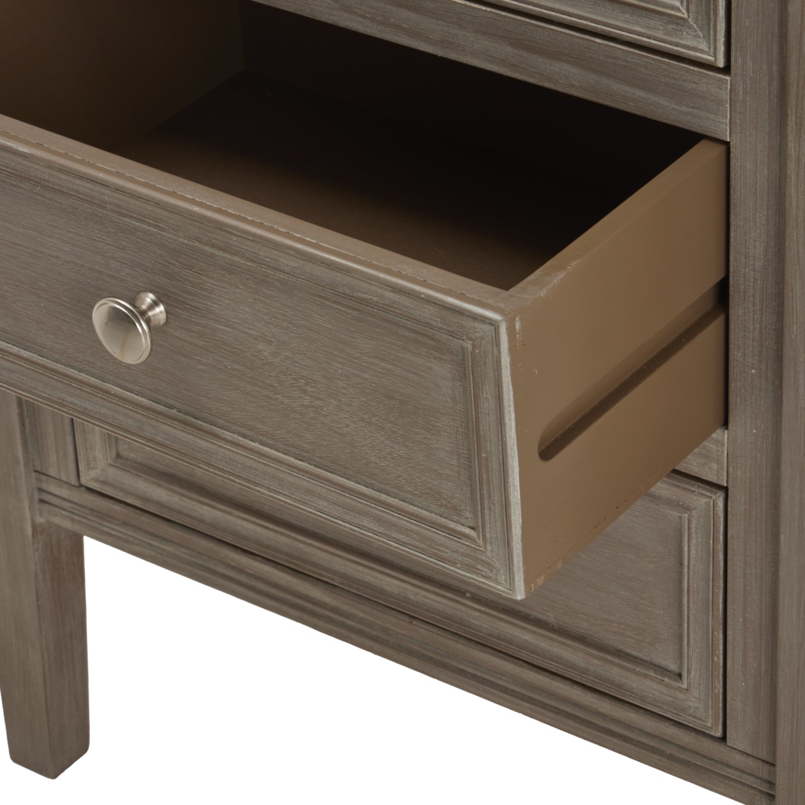 Serene Collection Three-Drawer Bedside Table in Grey
