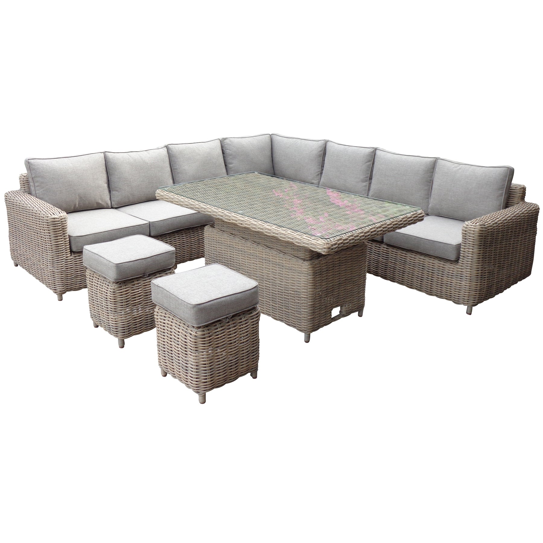 Amalfi Outdoor Large Corner Set with Riser Table & 2 Stools