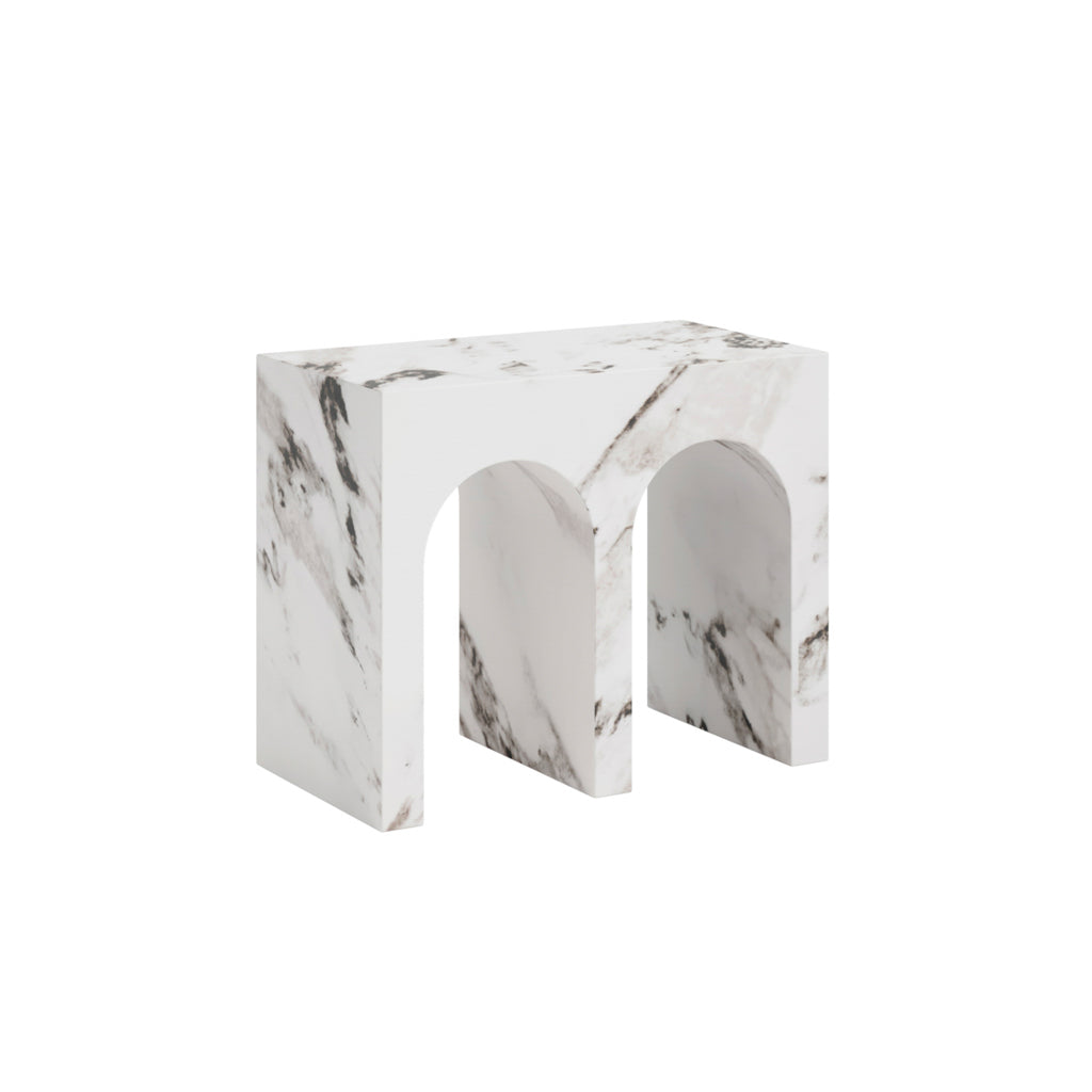 Aurelia Calacatta Marble Effect Large Side Table