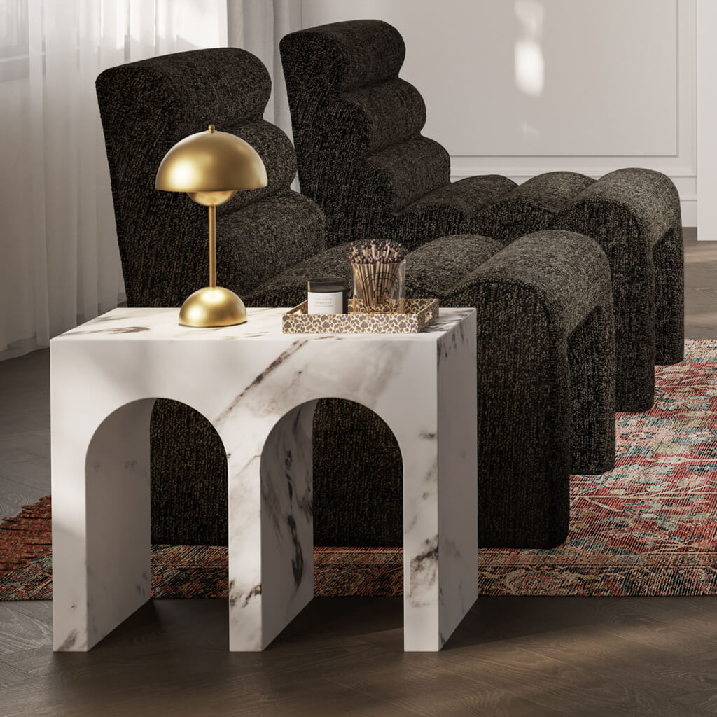 Aurelia Calacatta Marble Effect Large Side Table