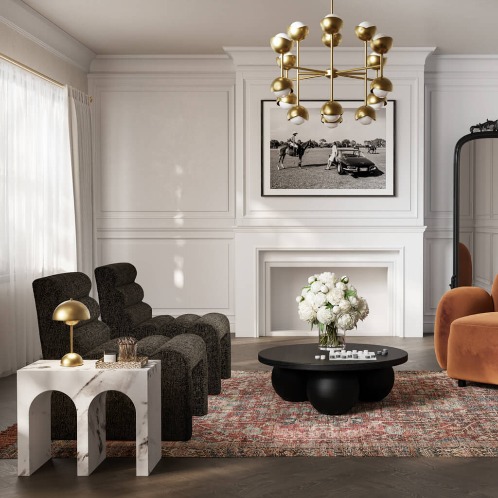 Aurelia Calacatta Marble Effect Large Side Table
