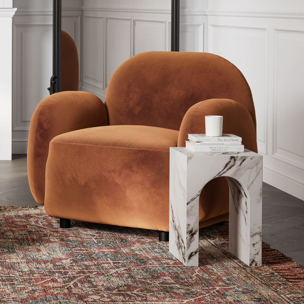 Aurelia Calacatta Marble Effect Side Table