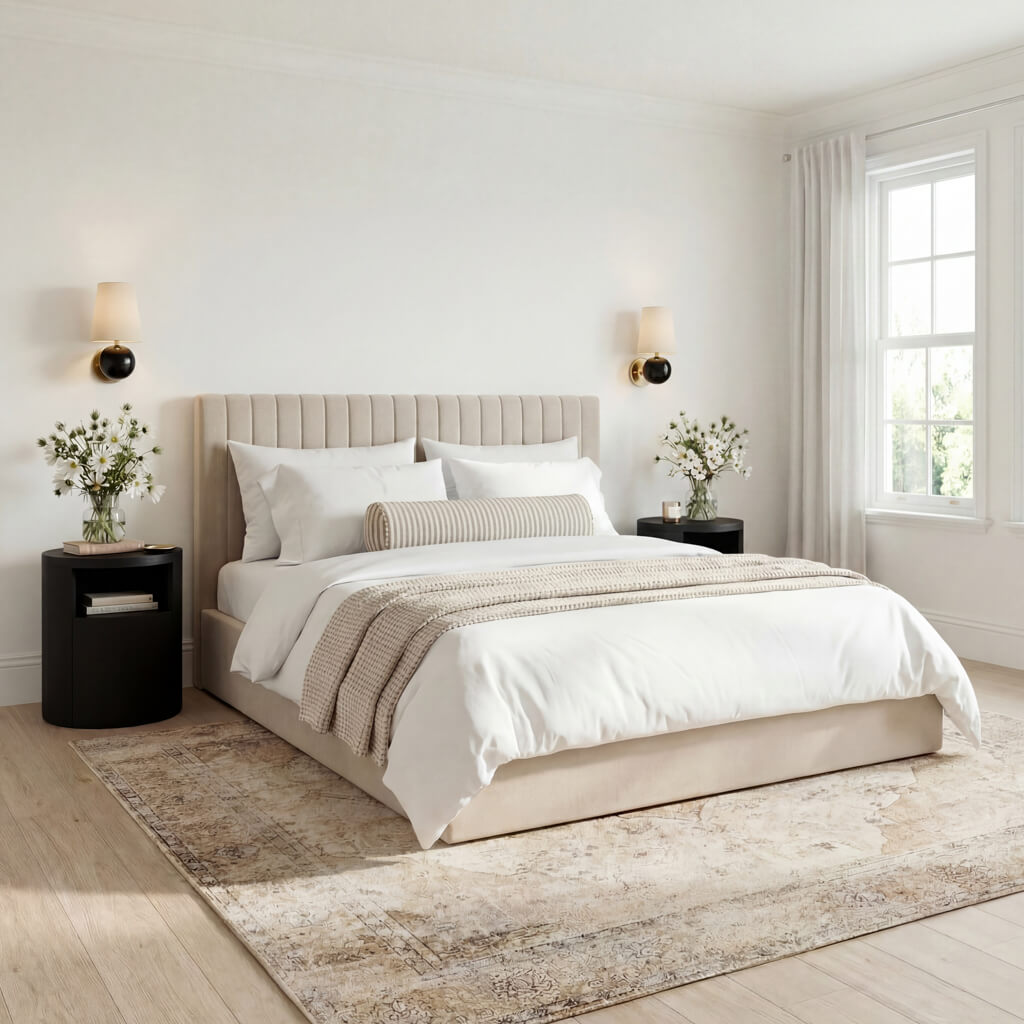 Kensington Beige Ottoman Bed