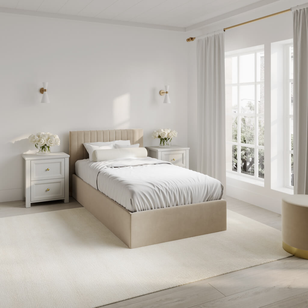 Kensington Beige Ottoman Bed