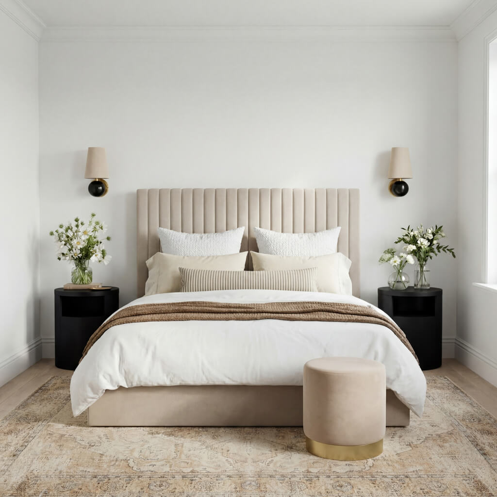 Kensington Beige Tall Ottoman Bed