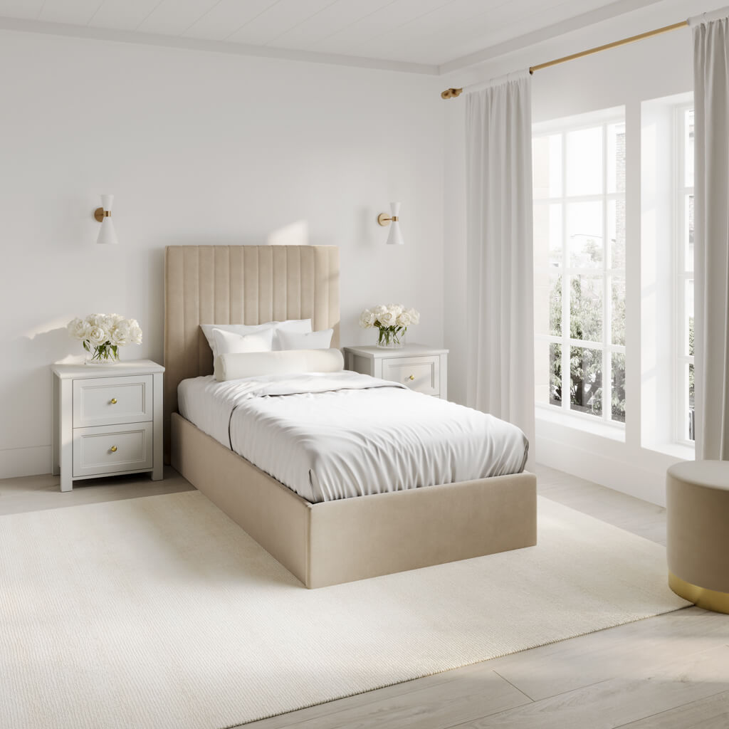Kensington Beige Tall Ottoman Bed