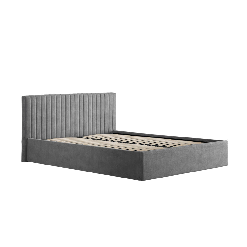Kensington Silver Velvet Ottoman Bed