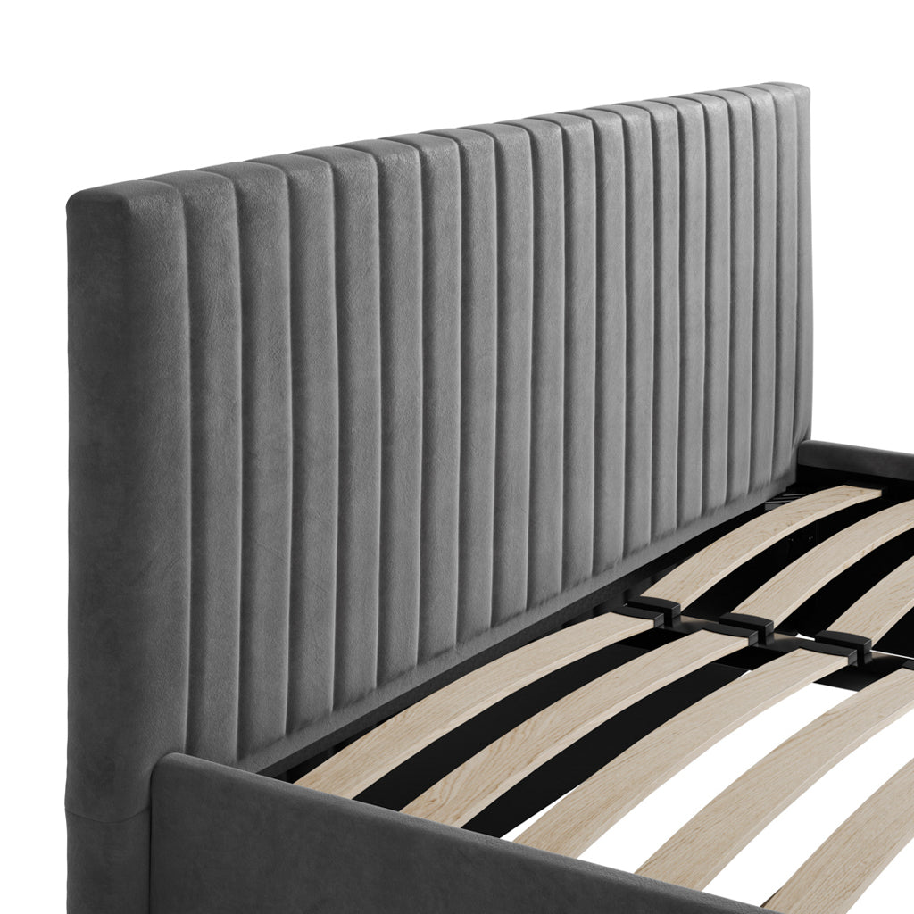 Kensington Silver Velvet Ottoman Bed