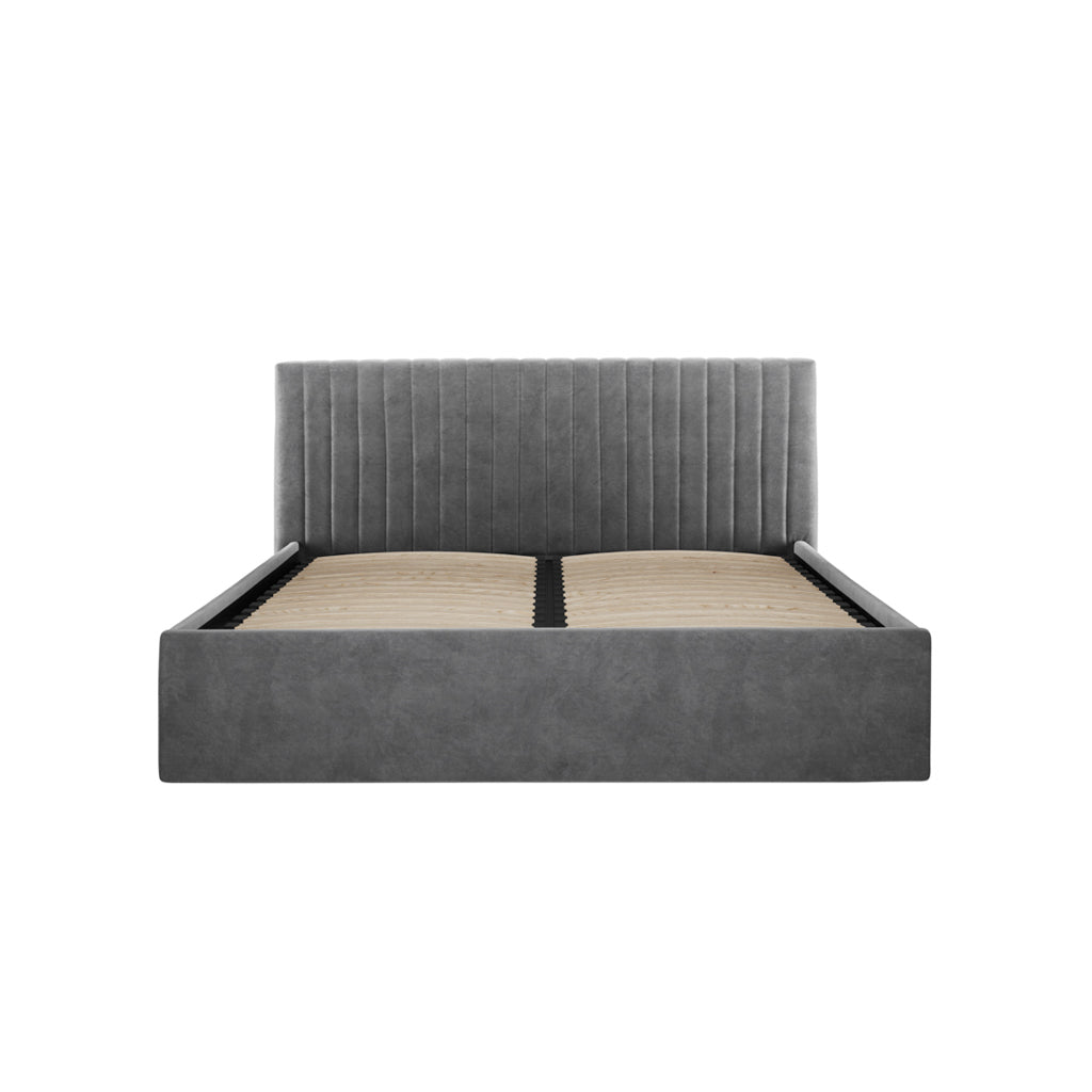 Kensington Silver Velvet Ottoman Bed