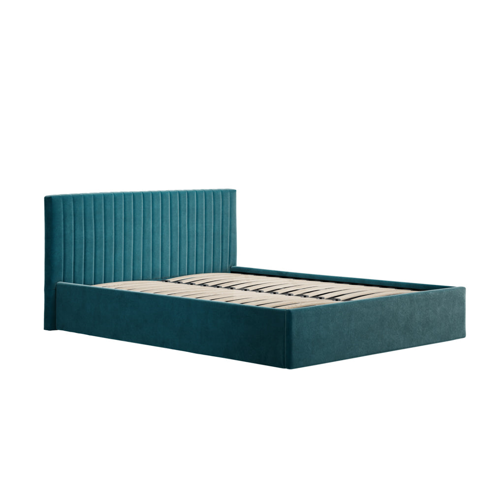 Kensington Teal Velvet Ottoman Bed