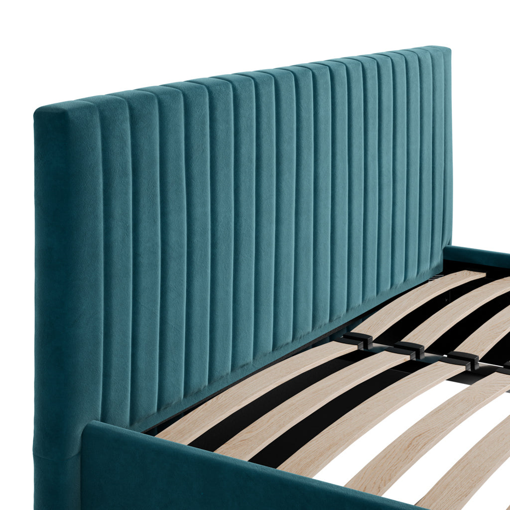 Kensington Teal Velvet Ottoman Bed