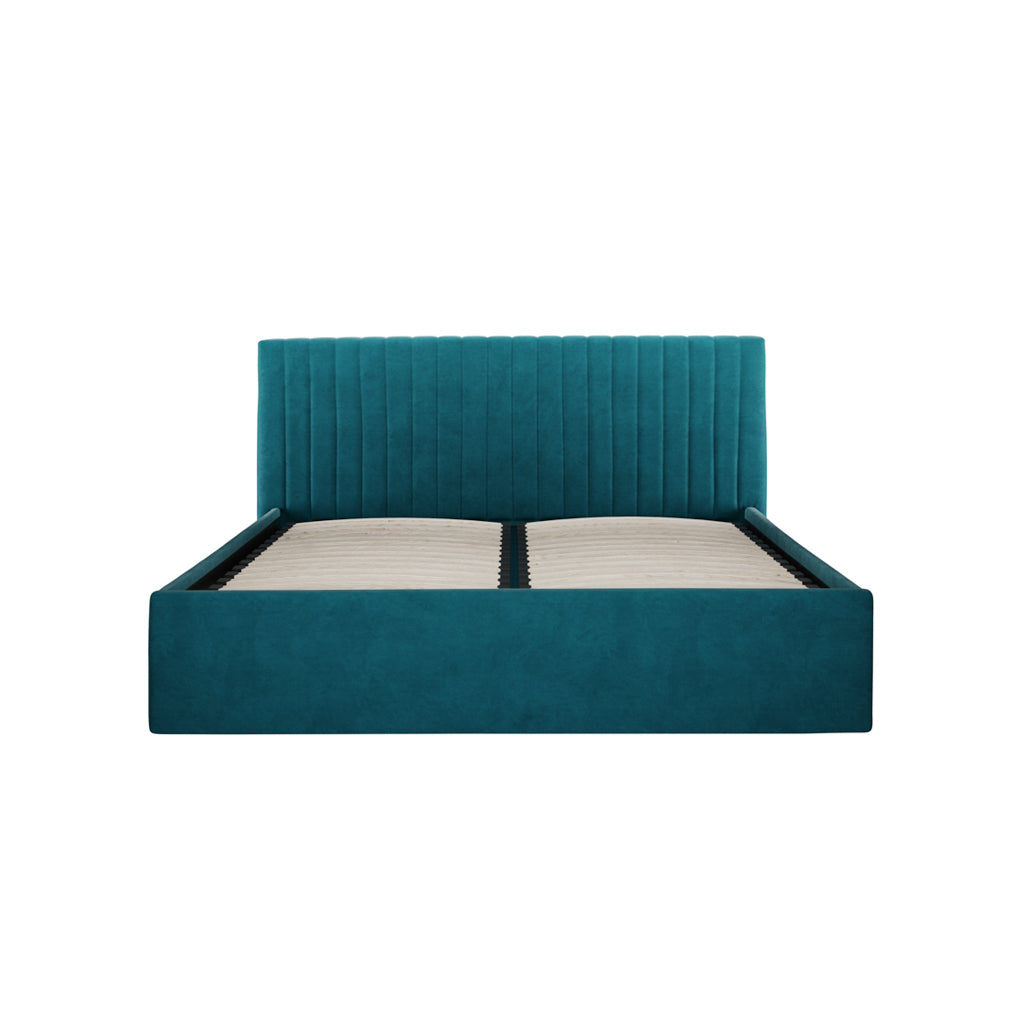 Kensington Teal Velvet Ottoman Bed