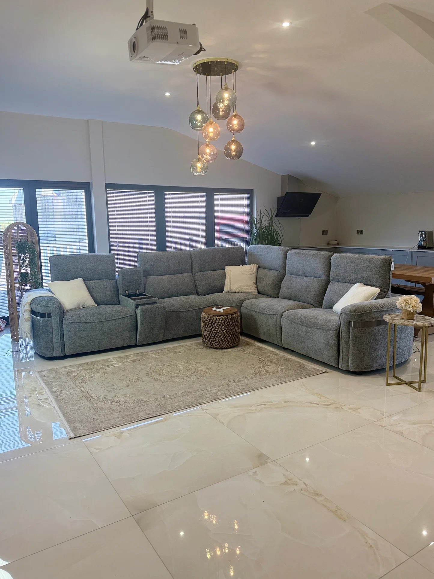 Monaco Electric Recliner Sofa Grey Large Corner