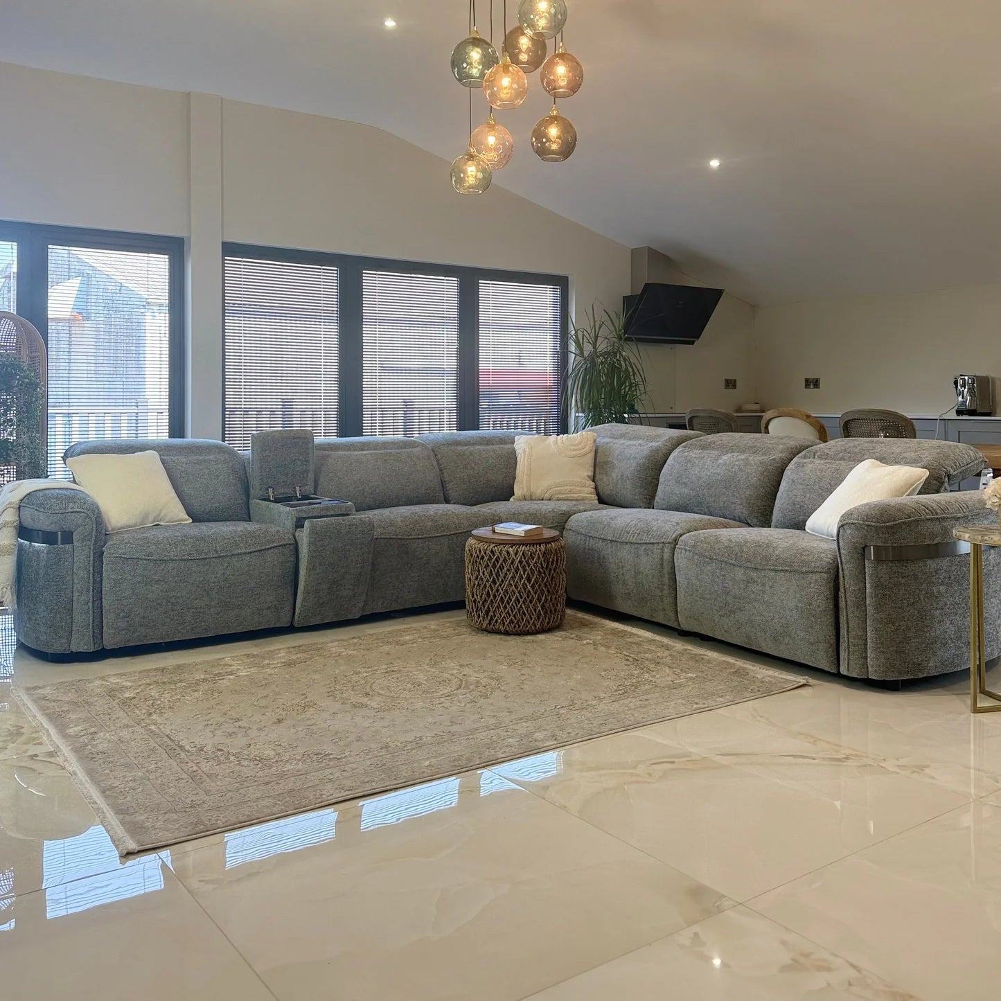 Monaco Electric Recliner Sofa Grey Large Corner