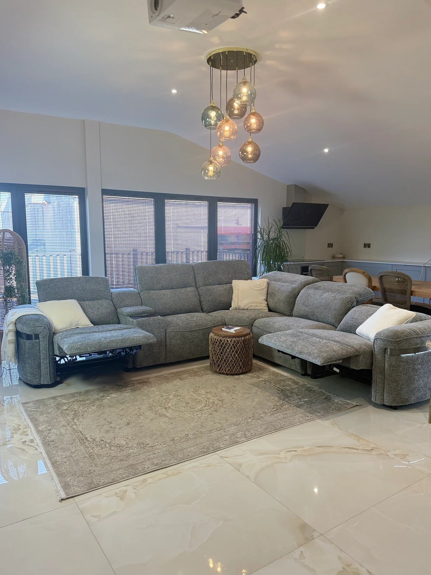 Monaco Electric Recliner Sofa Grey Large Corner