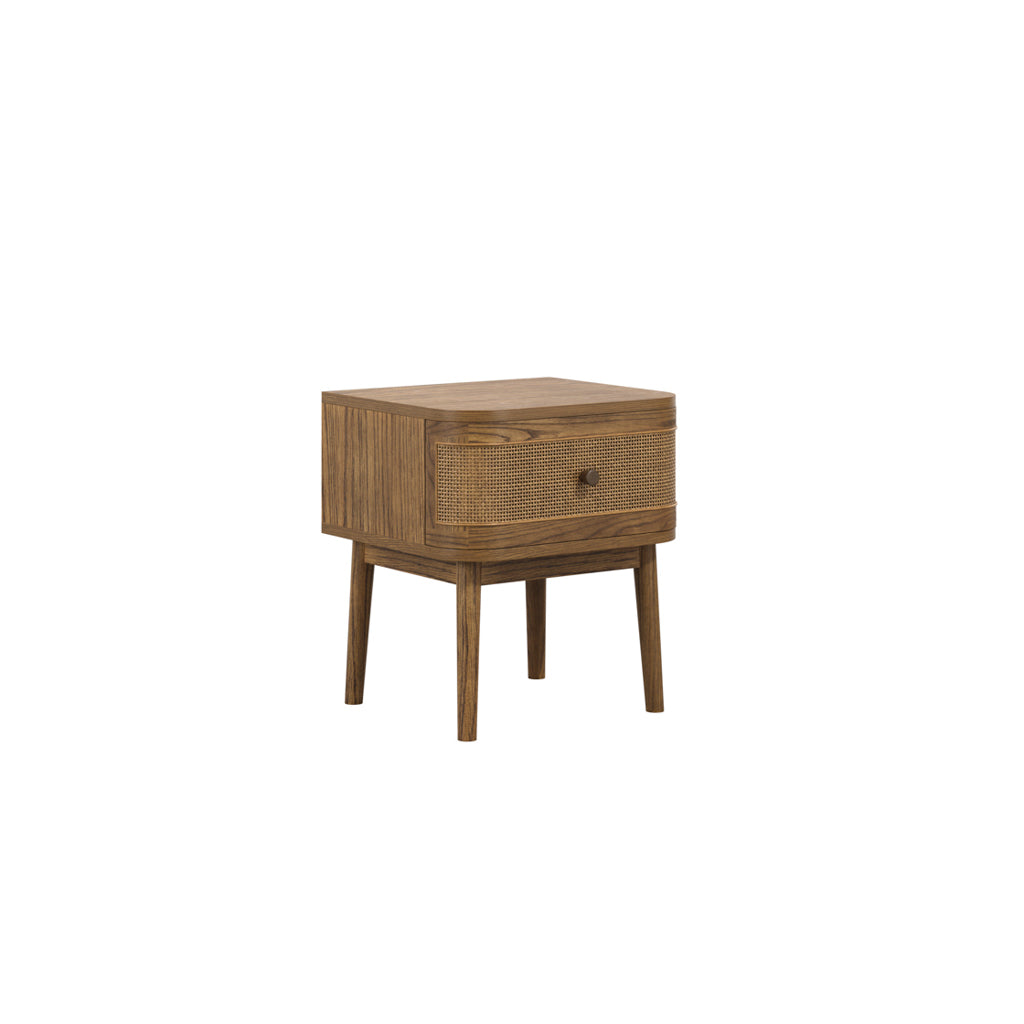 Harper Smoked Wood Bedside Cabinet