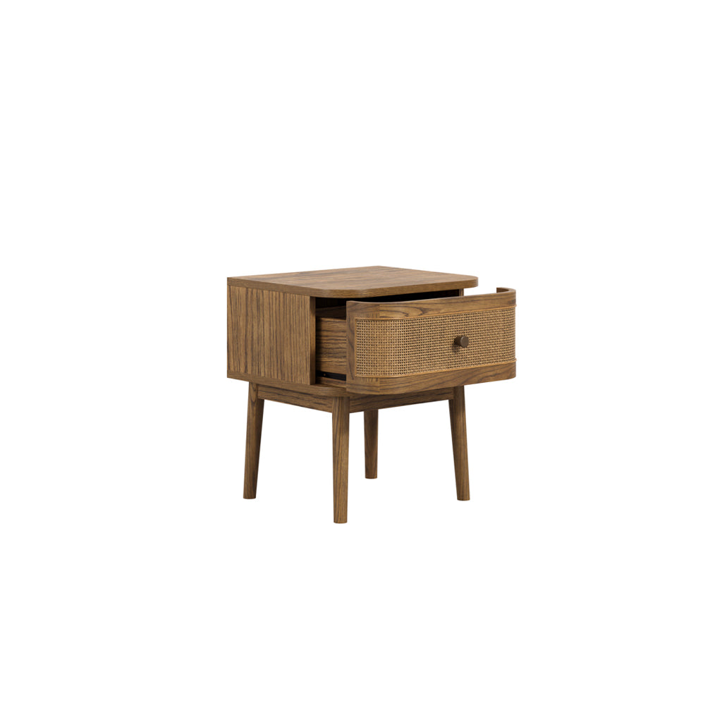 Harper Smoked Wood Bedside Cabinet