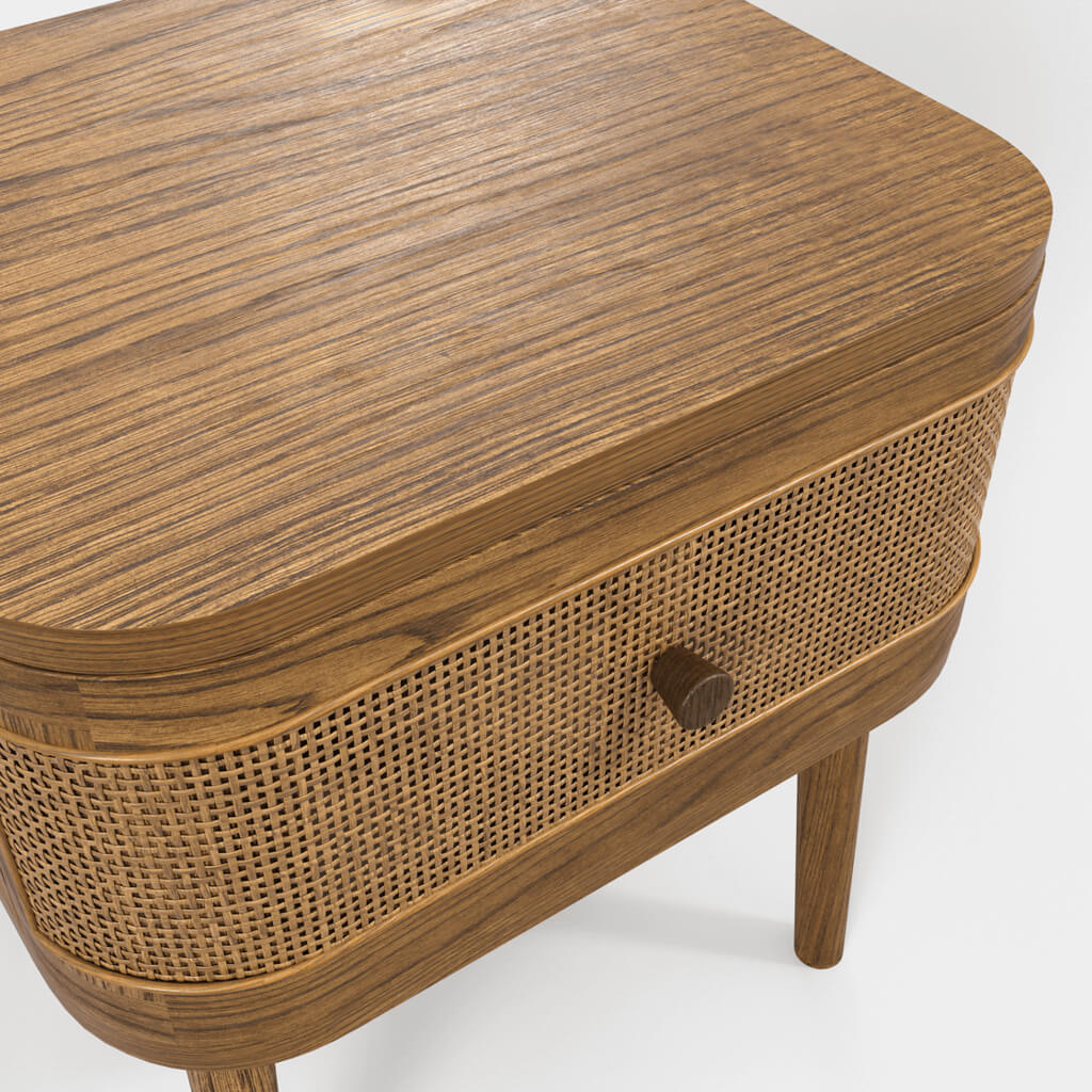Harper Smoked Wood Bedside Cabinet