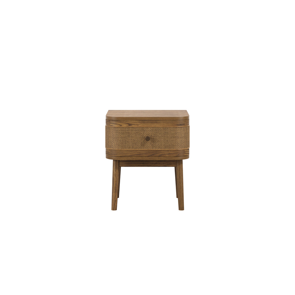 Harper Smoked Wood Bedside Cabinet
