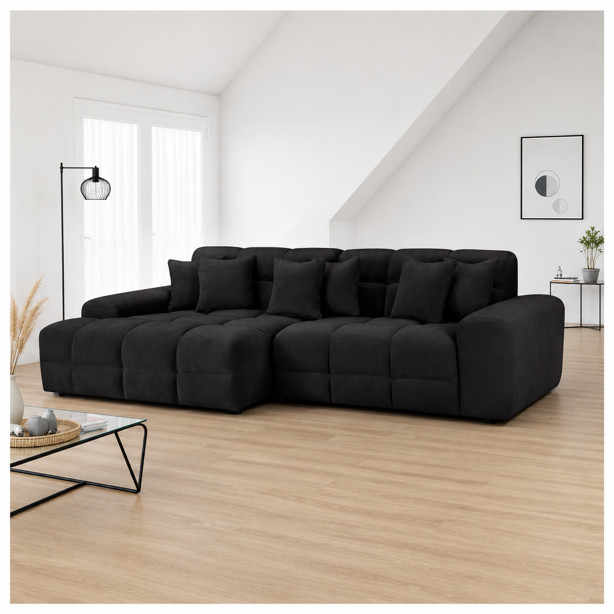 Jacob Sofa Black Left Hand Facing Corner