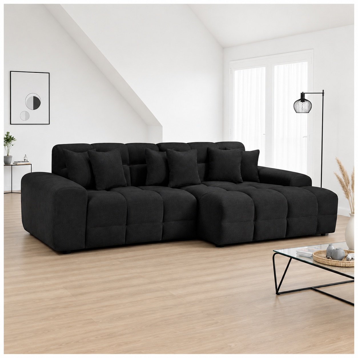 Jacob Sofa Black Right Hand Facing Corner