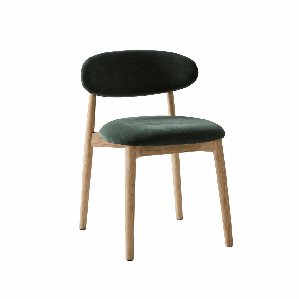 Scandi Velvet Oak Dining Chair – Light Oak Legs