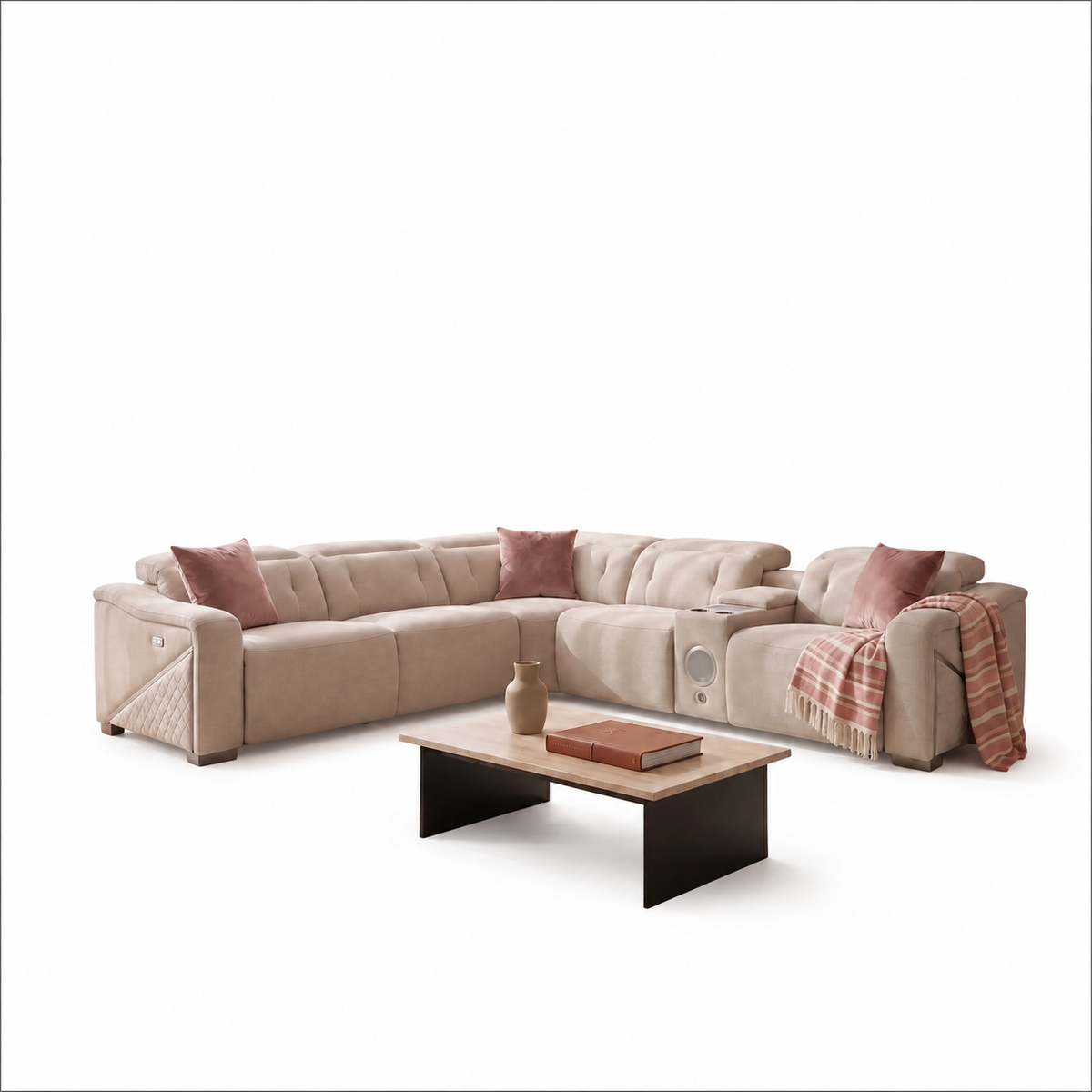 Oslo Electric Recliner Sofa Beige Large Corner