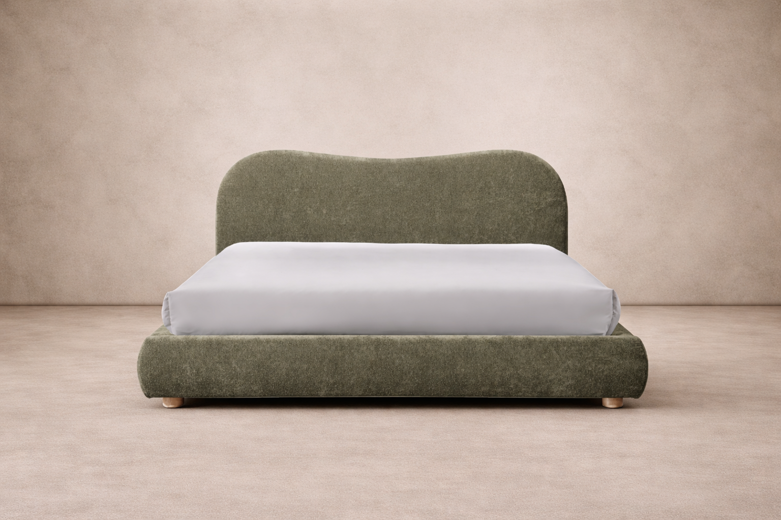 Wave Bed in Olive Soft Weave