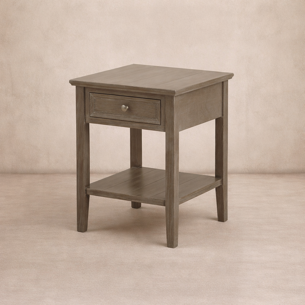 Serene Collection One-Drawer Side Table in Grey