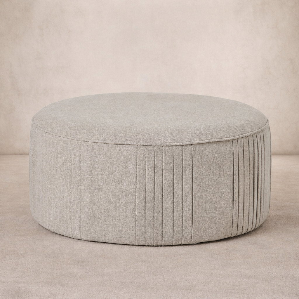 Lily Swivel Ottoman in Oatmeal Twill