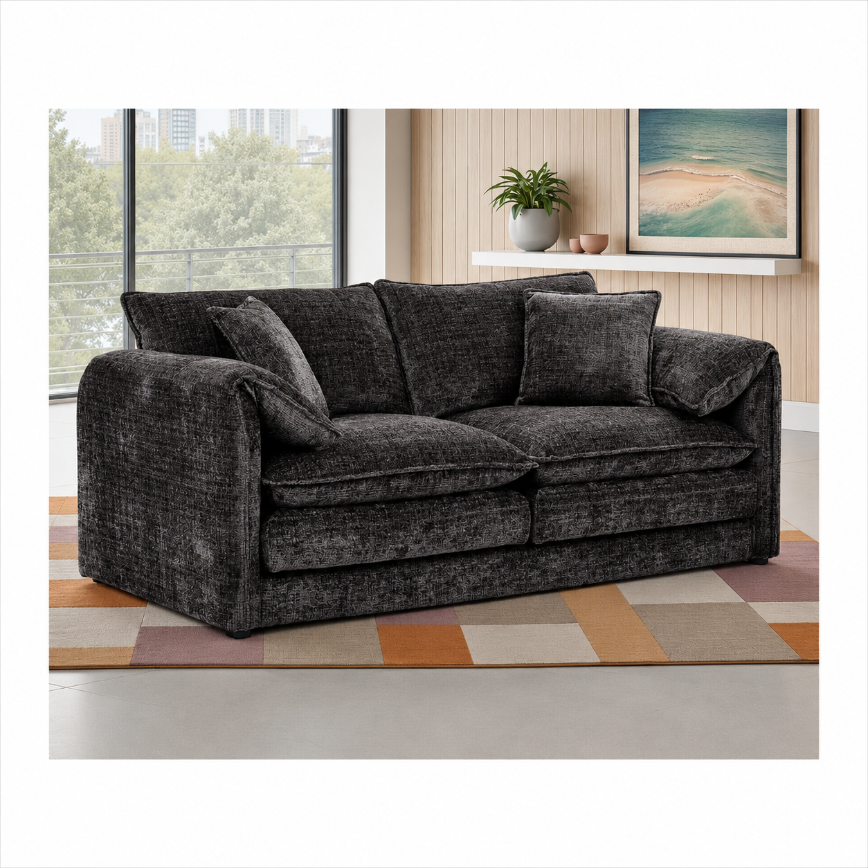 Solaya Sofa Black 3 Seater