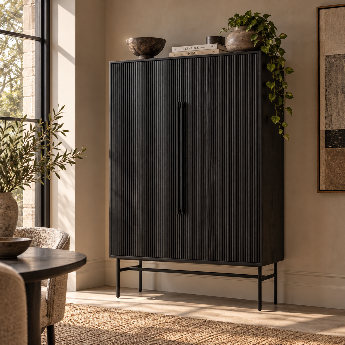 Alden Black Fluted Cabinet