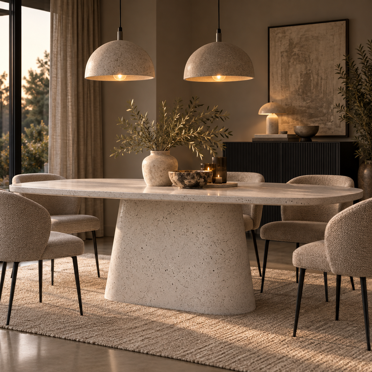 Siena White Terrazzo Effect Dining Table