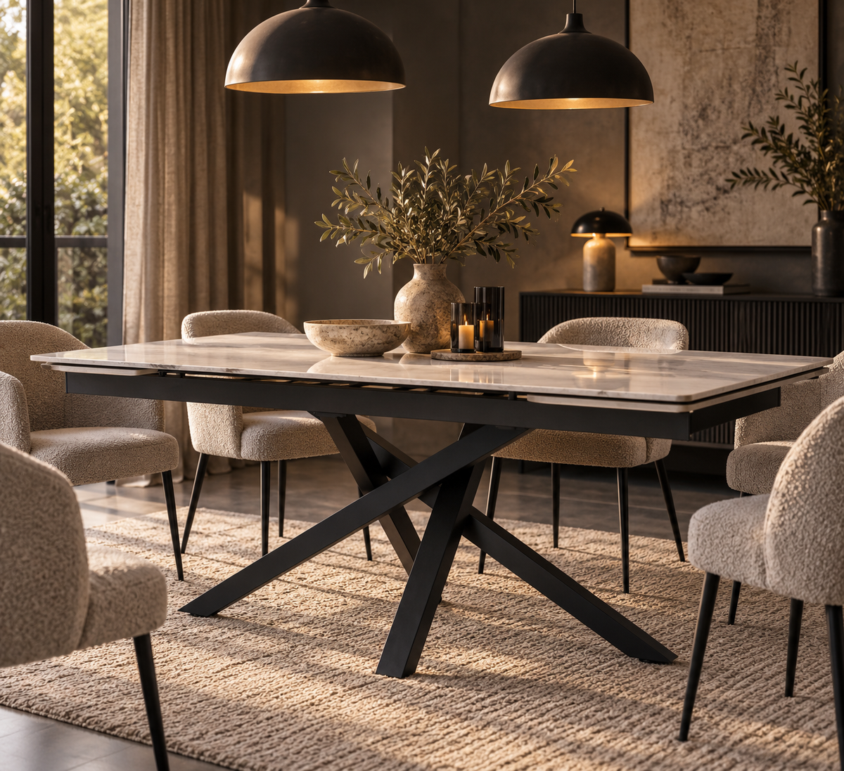 Aster Stone Extending Dining Table