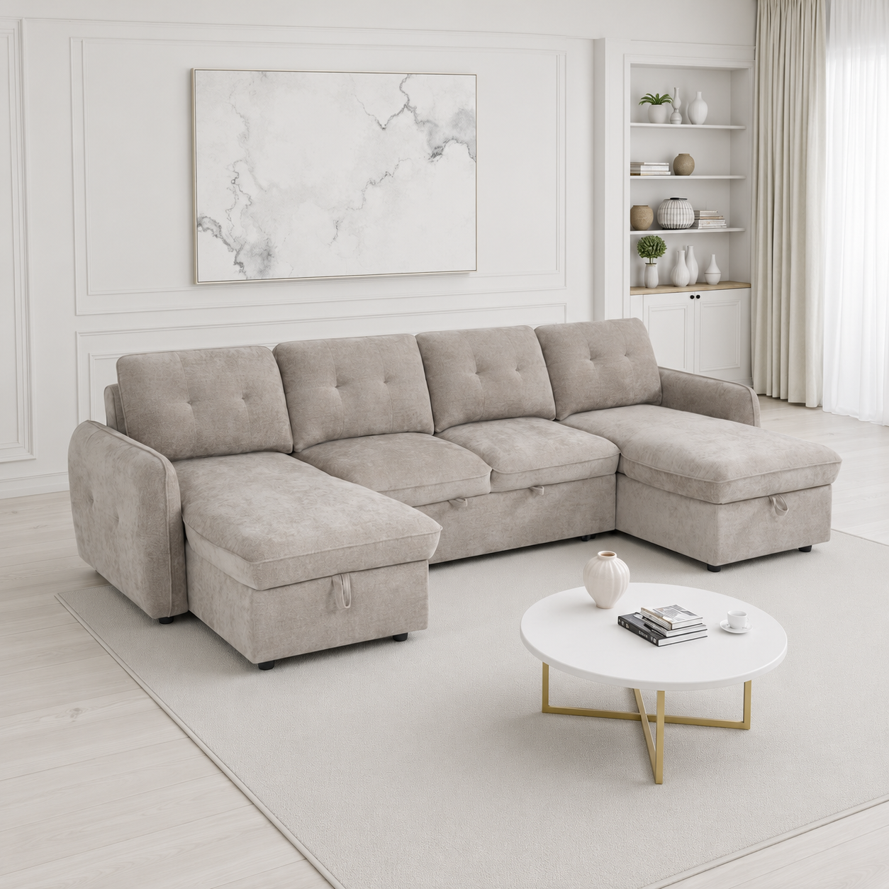 Moscow Sofabed Beige U Shape Corner