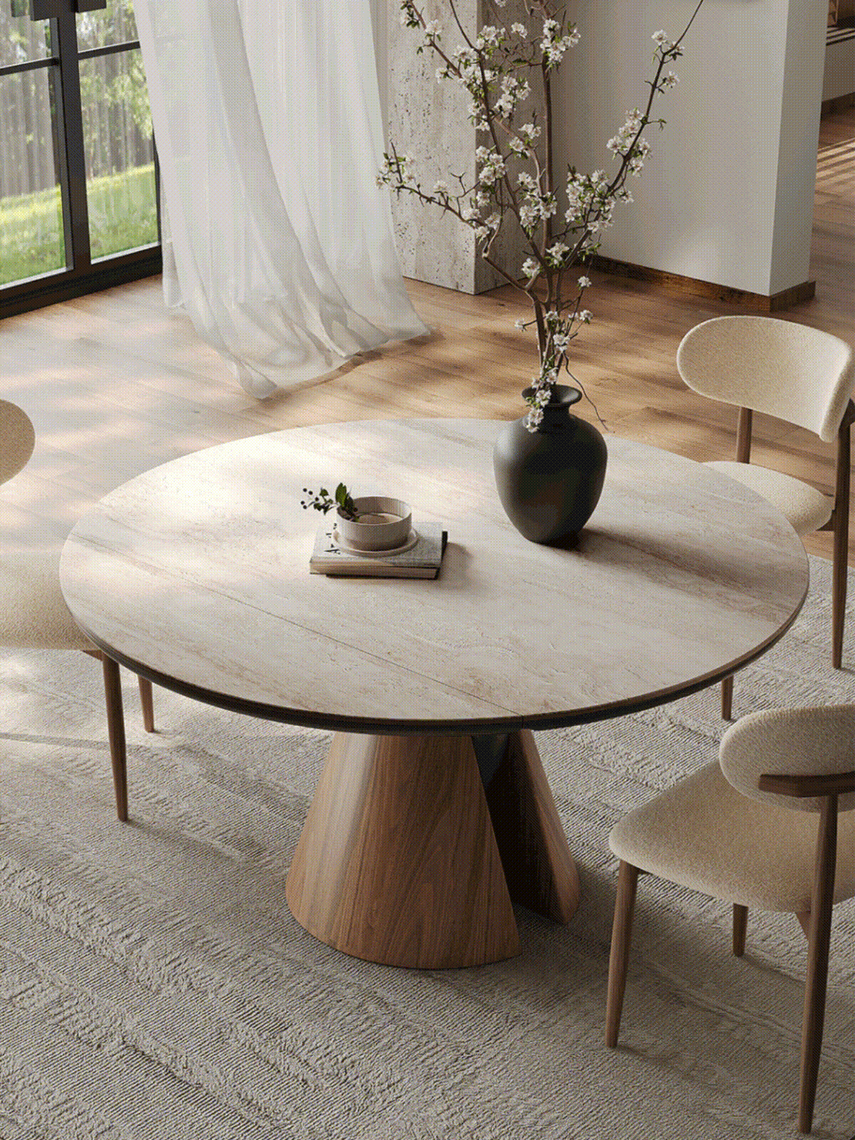 Becerra Foldable Round Dining Table, Wood-DC Concept-DC Concept