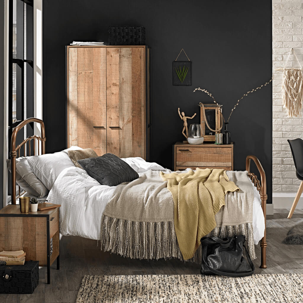 Harlaxton Distressed Oak Effect 3 Piece Bedroom Set