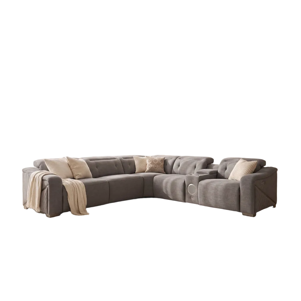 Oslo Electric Recliner Sofa Grey Large Corner