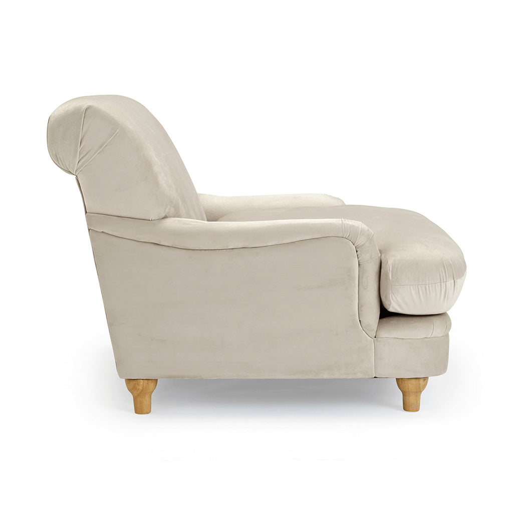 Langford Beige Velvet Armchair