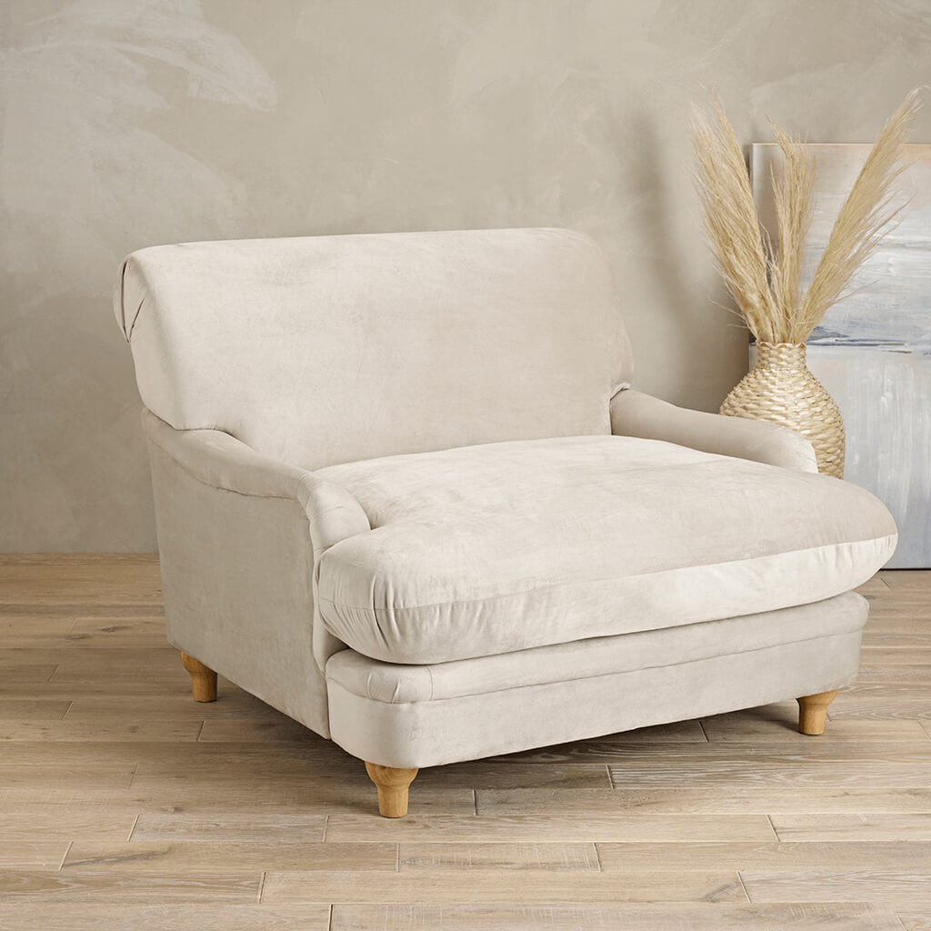 Langford Beige Velvet Armchair