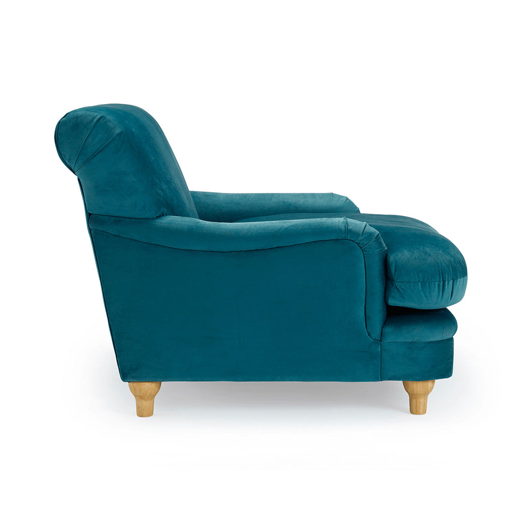 Langford Peacock Blue Velvet Armchair