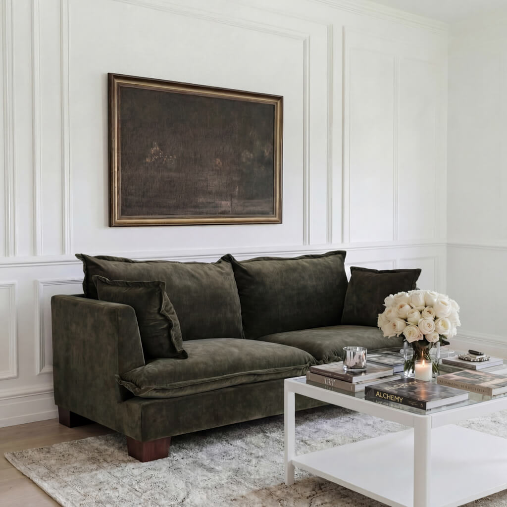 Bramley Olive Chenille 3 Seater Sofa
