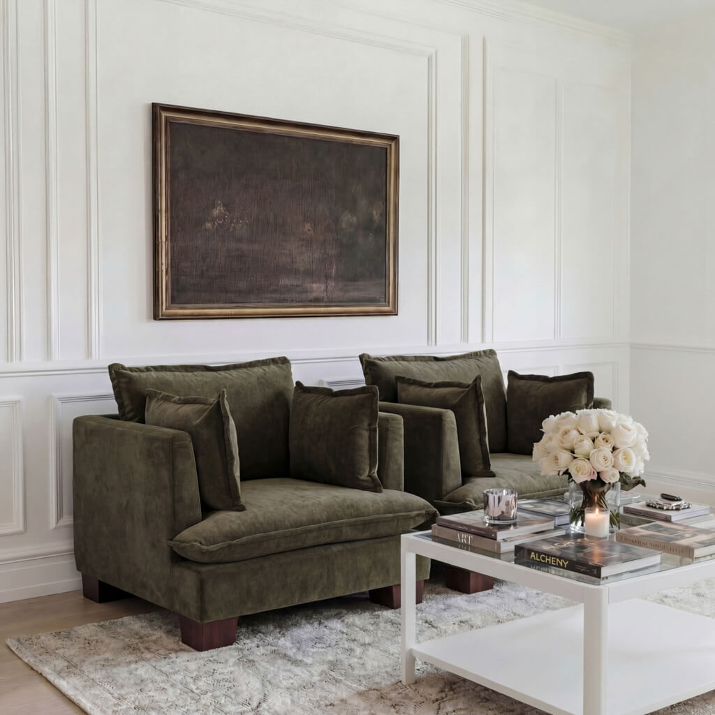 Bramley Olive Chenille Armchair