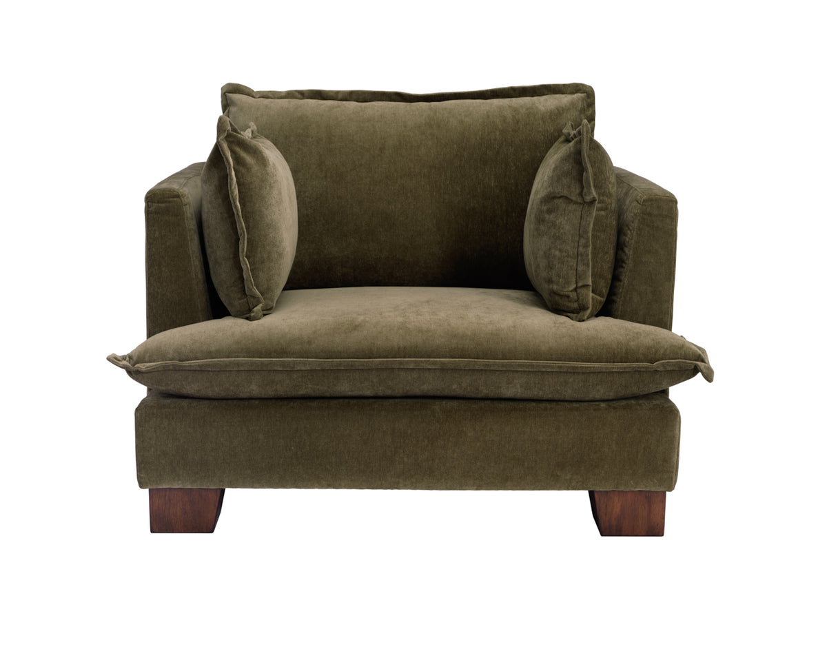 Bramley Olive Chenille Armchair