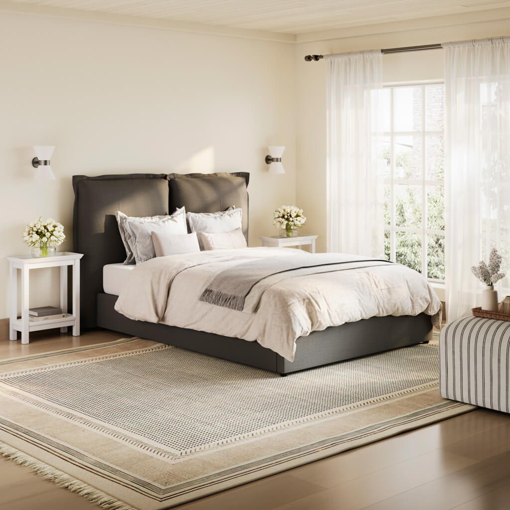Hampton Deep Grey Upholstered Bed