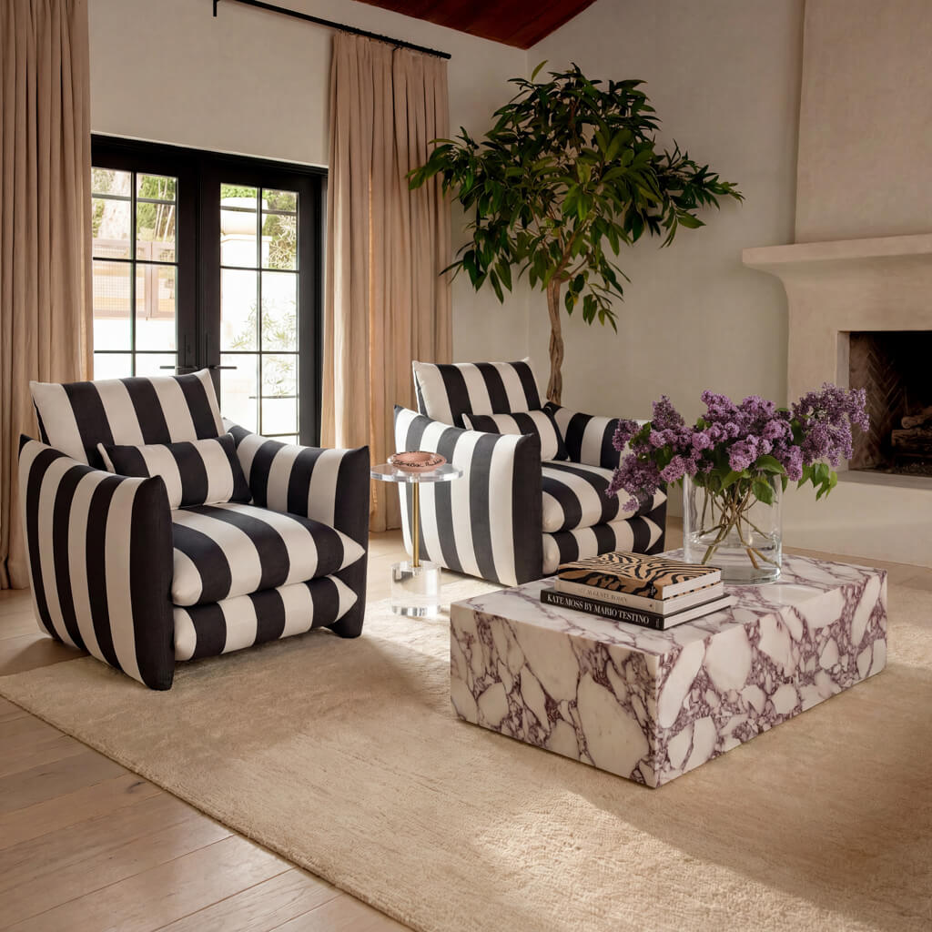 Monroe Black & Off-White Striped Chair